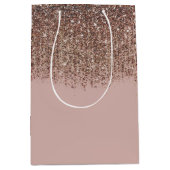Taupe Blush Roze Rose Bronze Gold Glitter Glam Medium Cadeauzakje (Voorkant)