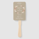Taupe Boho Bloemen Trouwprogramma hand Fan Handwaaier (Voorkant)