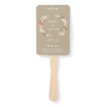Taupe Boho Bloemen Trouwprogramma hand Fan