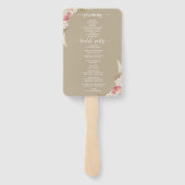 Taupe Boho Bloemen Trouwprogramma hand Fan Handwaaier (Achterkant)