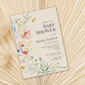Taupe Boho Fleurs sauvages Baby shower Invitation