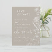 Taupe Botanical Minimal Wedding Save the Date (Staand voorkant)