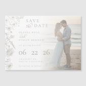 Taupe Botanical Photo Wedding Save the Date Magnet (Devant)
