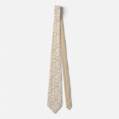 Taupe Brown and White Swirls and Circles Patterted Stropdas (Voorkant)