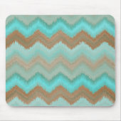 Taupe Brown Aqua Turquoise Ikat Zigzag Pattern Muismat (Voorkant)