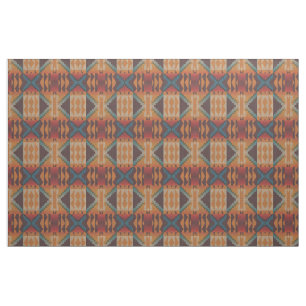 Taupe Brown Blauwgroen Blauw Oranje Etnische Kijk Stof