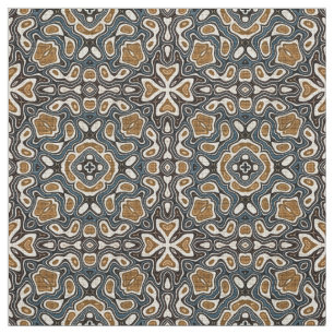 Taupe Brown Blauwgroen Blue Bali Batik Style Patro Stof