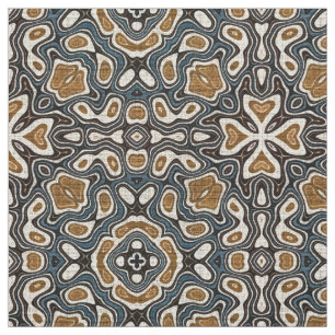 Taupe Brown Blauwgroen Blue Bali Batik Style Patro Stof
