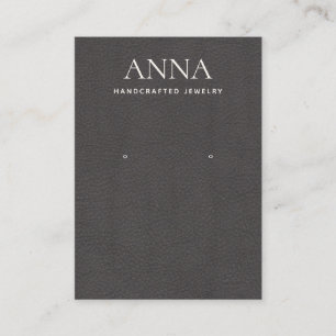 Taupe Brown Leather Earring Display Visitekaartje