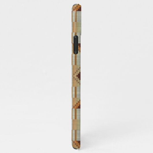 Taupe Brown Oranje Turquoise Tribal Mosaic Pattern iPhone Hoesje (Rechterkant)