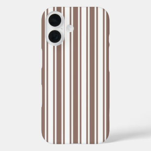 Taupe bruin en witte candy strepen iPhone 16 hoesje