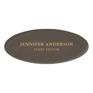 Taupe Bruin & Goud Kleur Professionele Moderne Pla Naambadge