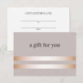 Taupe | Carte cadeau Rose Gold Elegant (Devant / Derrière)