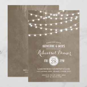 Taupe Chaîne Lumières Répétition Dîner Invitation