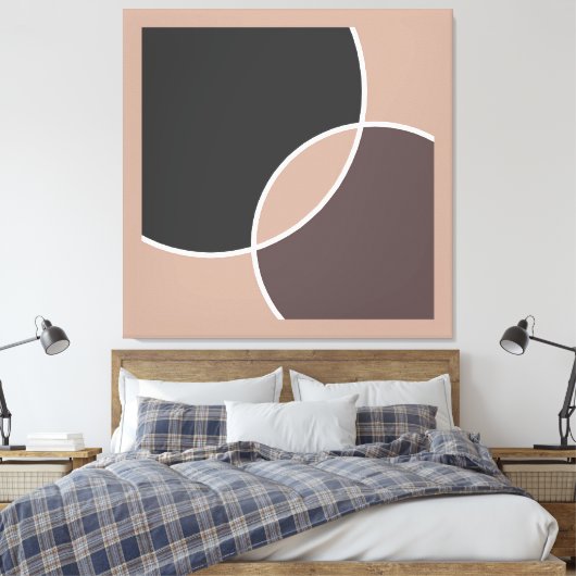 Taupe Circles Canvas Afdruk (Insitu (Slaapkamer))