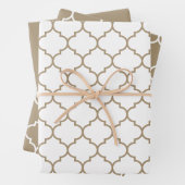 Taupe Damask Moroccan Pattern Inpakpapier Vel (In situ)