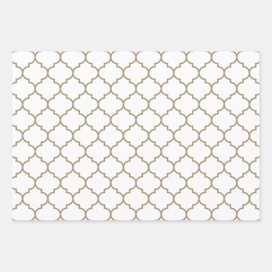Taupe Damask Moroccan Pattern Inpakpapier Vel (Voorkant)