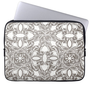 Taupe Damask Pattern Laptop Sleeve