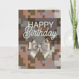 Taupe Digital & Bow Bonne carte d'anniversaire