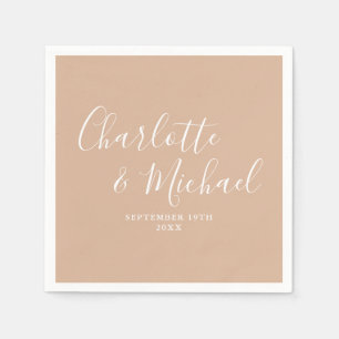 Taupe Elegante Handtekening Bruiloft Servet