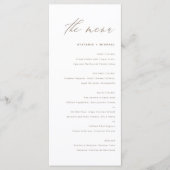 Taupe Elegante Kalligrafie Bruiloft Menu (Voorkant)