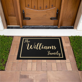 Taupe Elegante Script Naam Welkomst Cadeau Deurmat