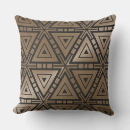 Taupe en Black Geometric Pattern Pillow Cotton Kussen