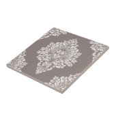 Taupe en Cream Damask Tegeltje (Zijkant)