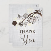 Taupe en Cream Flowers RusticDankuwel Briefkaart (Voorkant / Achterkant)