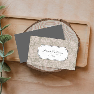 Taupe en Gray  Floral Visitekaartje