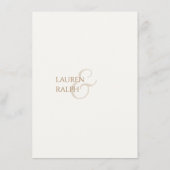 Taupe en Ivoor Monogram Bruiloft Details Informatiekaartje (Achterkant)