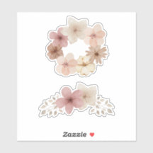 Taupe en Roze Bloemen Sticker Set | Elegant Design