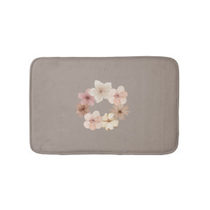 Taupe en roze bloemenbadmat Elegante badkamer Badmat