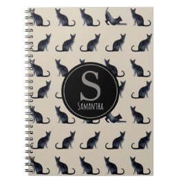 Taupe en Waterverf Black Cat Lover Notitieboek