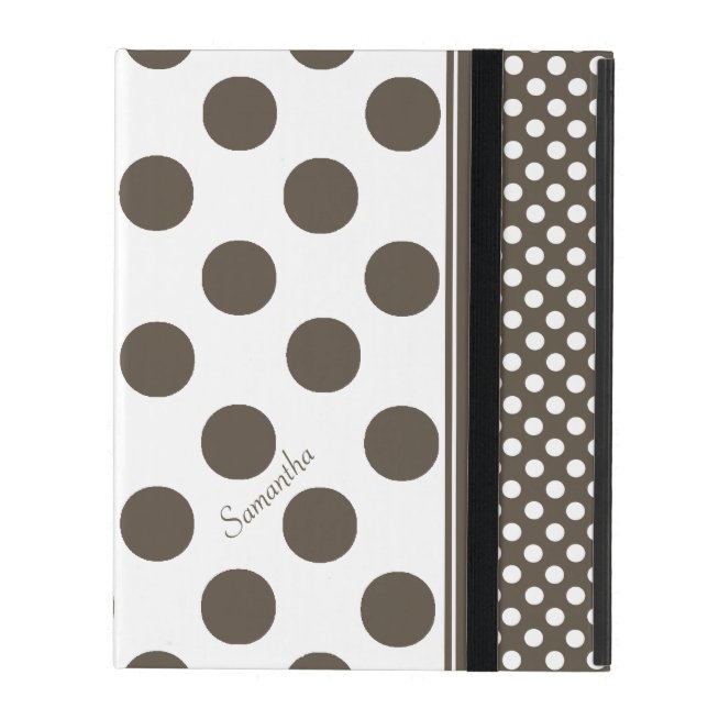 Taupe en White Polka Dot Pattern iPad Case (Voorkant Dicht)
