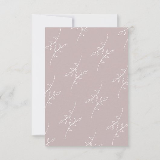 Taupe en White Simple Wreath Wedding Details Kaart (Achterkant)