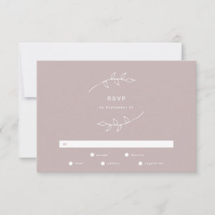 Taupe en White Simple Wreath Wedding RSVP