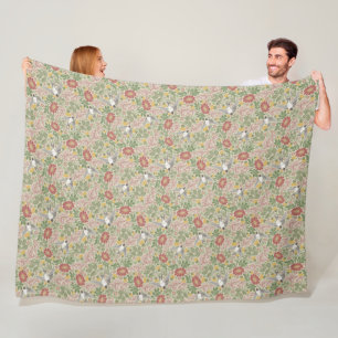 Taupe English Garden Floral Print Fleece Blanket Deken