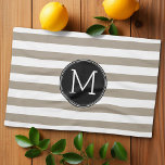 Taupe et blanc Motif rayé noir Monogramme<br><div class="desc">Un design simple avec un espace pour monogrammes. Si vous devez ajuster l'illustration ou modifier la police,  vous pouvez cliquer sur la zone personnaliser. Cela vous mènera à l'outil de conception où vous pouvez effectuer de nombreux changements.</div>