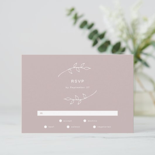 Taupe et blanc Simple Wreath Wedding RSVP (Debout devant)