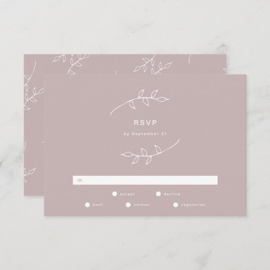 Taupe et blanc Simple Wreath Wedding RSVP (Devant / Derrière)