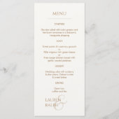 Taupe et ivoire Monogramme Mariage Menu (Devant)