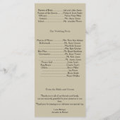 Taupe et programme de mariage maritime Turquoise (Dos)