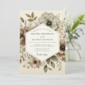 Taupe Ethereal Bloom Wedding Kaart (Staand voorkant)