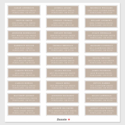 Taupe | Étiquettes de adresse individuels (Feuille)