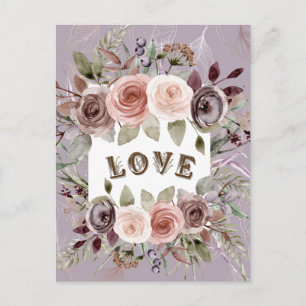 Taupe Floral Bouquet of Love Briefkaart