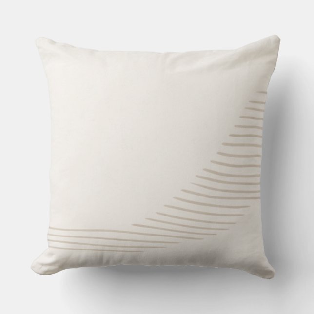 Taupe Flowing Lines Throw Pillow Kussen (Voorkant)