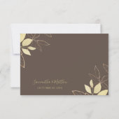 Taupe foncée et pivoine d'or Mariage floral carte  (Dos)