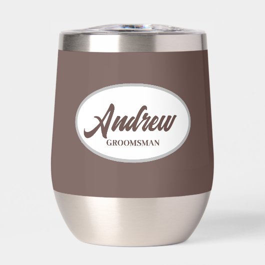 Taupe gestileerde naam bruiloft Groomsman (Voorkant)