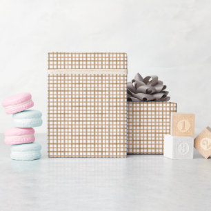 Taupe Gingham Baby Shower Cadeauverpakkings Papier